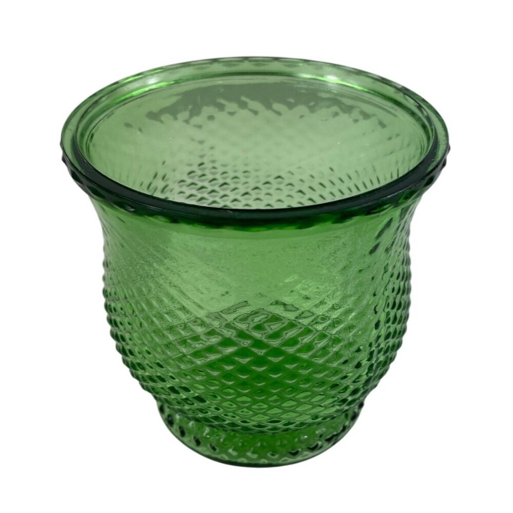 EO Brody Co 4" High Green Glass Vase Diamond Pattern - Picture 2 of 11